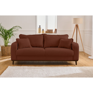 Albane - canapé 3 places - en velours côtelé - Rouille