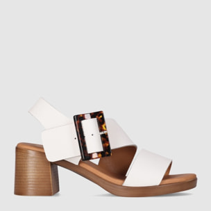 Sandalias de Piel - Blanco - Tacón: 6 cm