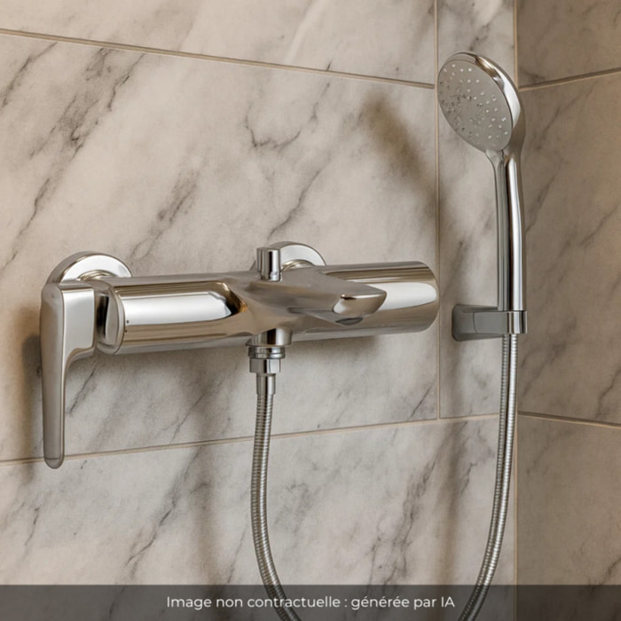Pack mitigeur bain douche Aléo+ + douchette Awaken + flexible à écrou 175 cm
