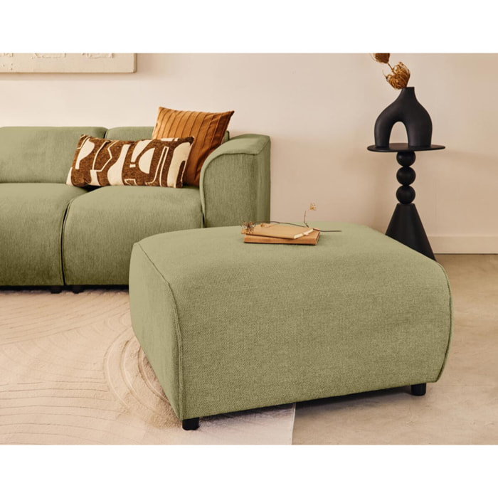 Suaro - Pouf en tissu texturé - Vert sauge