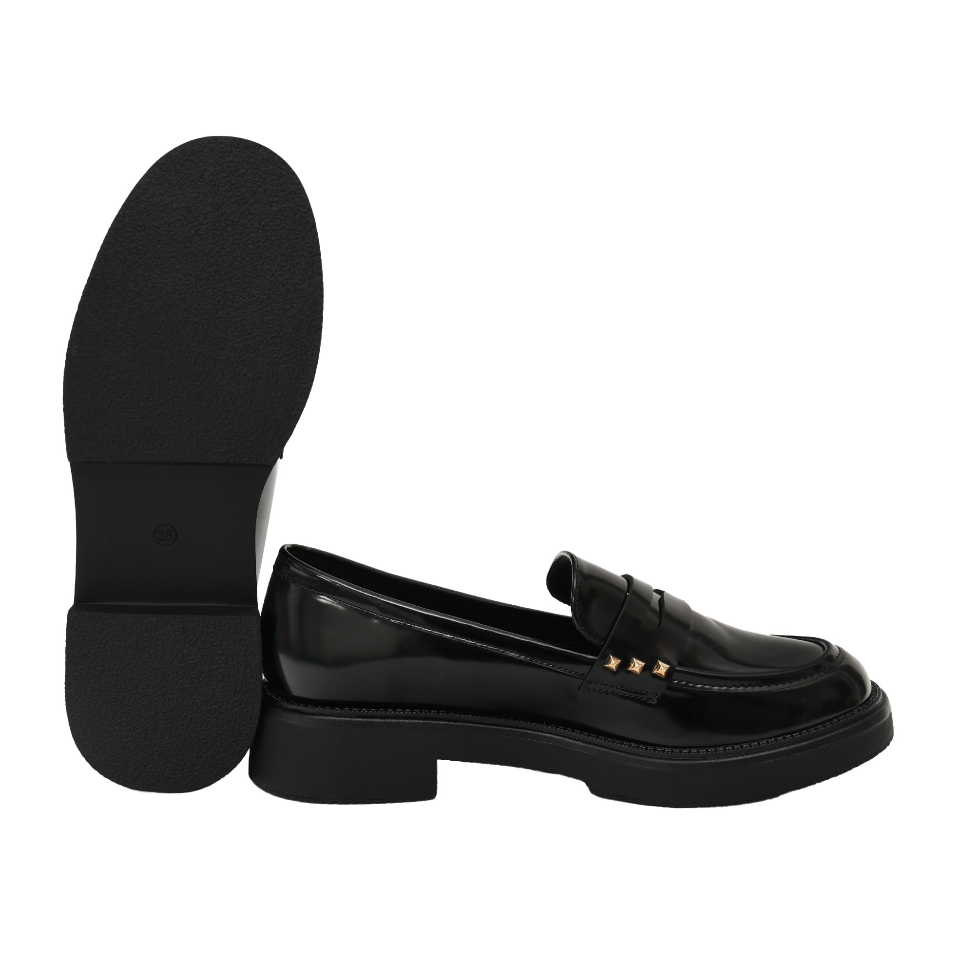 Mocassini con borchie - tacco 4,0 cm