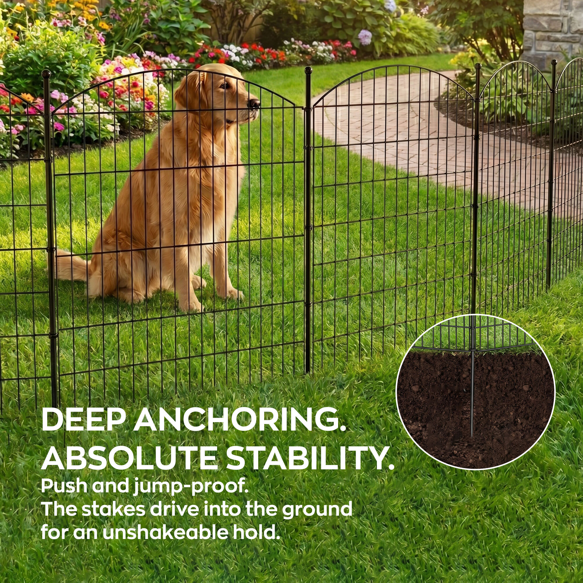 Aron - Recinzione per animali domestici 650x150 cm con cancelletto da giardino esterno in ferro nera