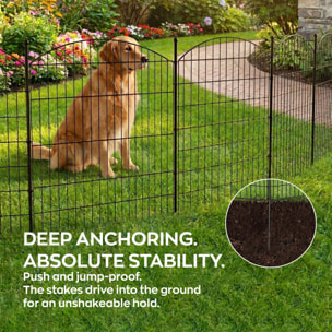 Aron - Recinzione per animali domestici 650x150 cm con cancelletto da giardino esterno in ferro nera