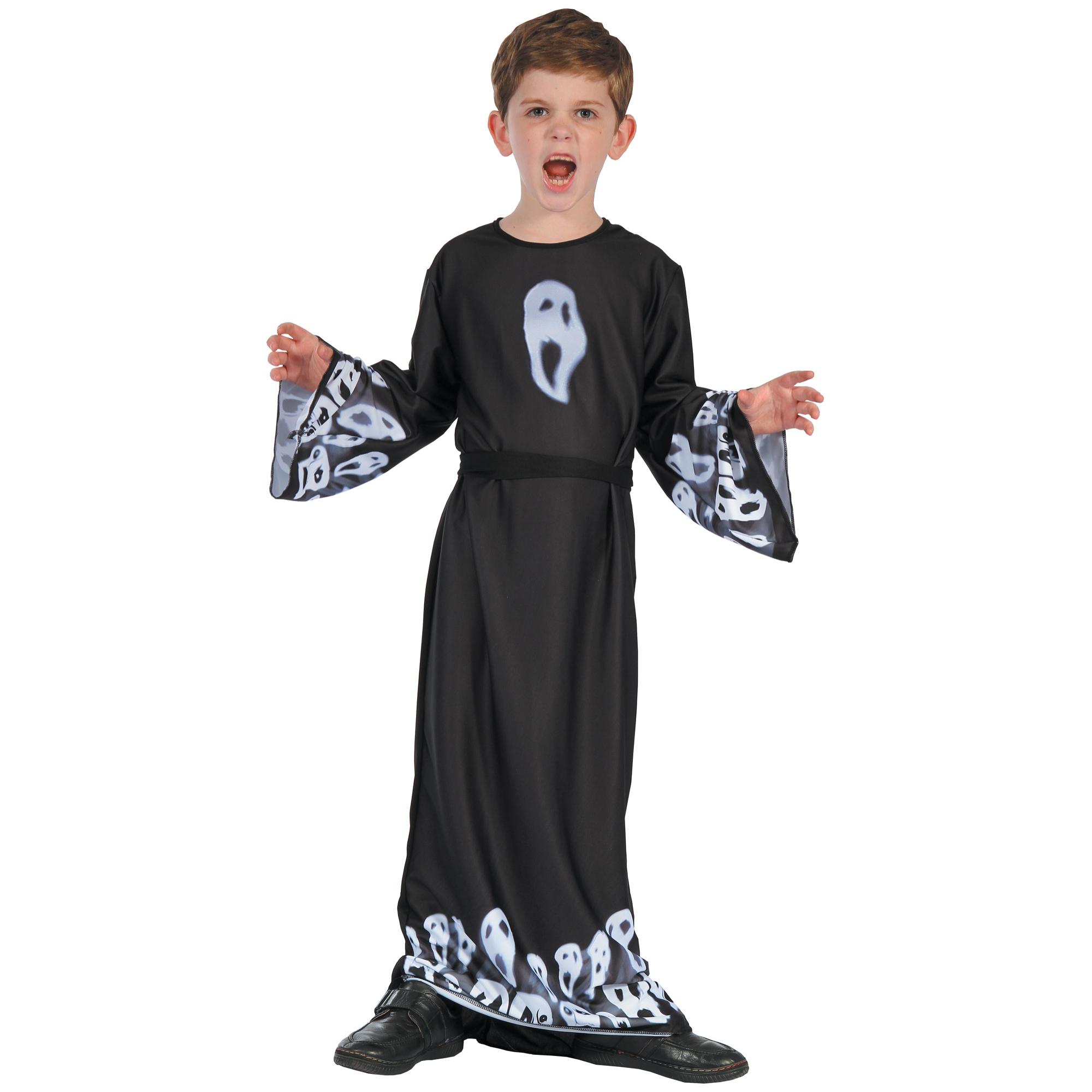 Costume Halloween Fantasma Scream Ghost Nero Bambino Unisex