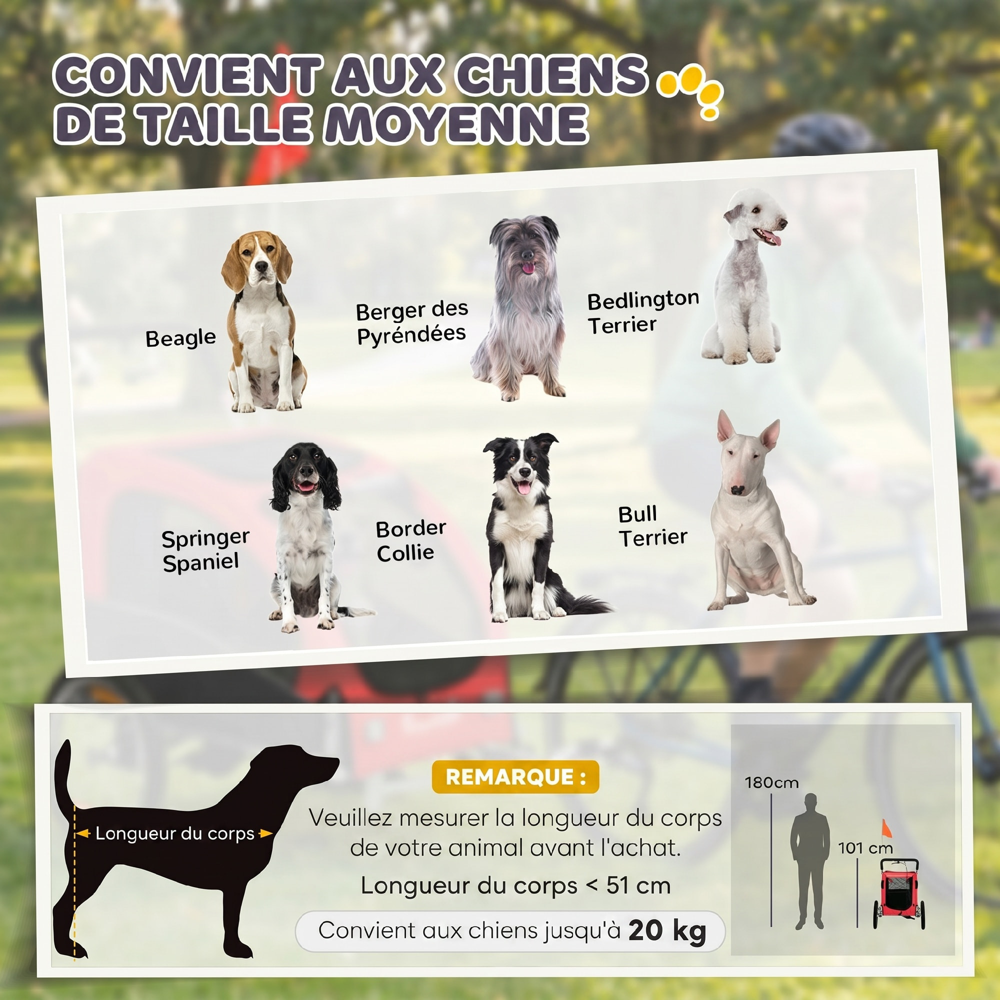 Remorque vélo jogger 2 en 1 pour animaux drapeau roue avant pivotante réflecteurs et barre d'attelage inclus rouge noir