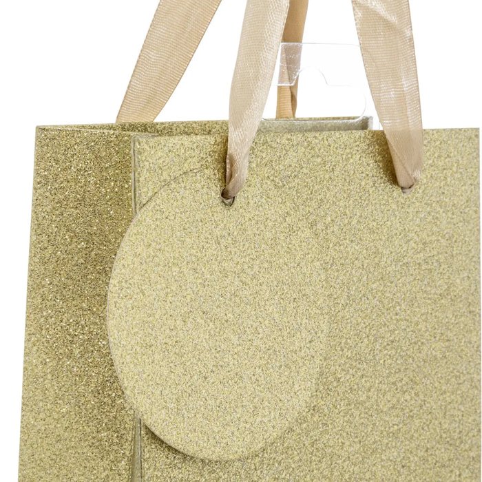 Sac cadeau paillettes taille bouteille doré