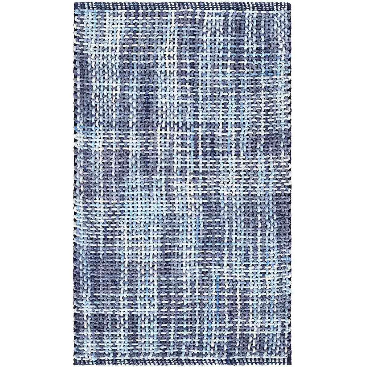 Tappeto bagno CRAZY AZZURRO in microfibra misto cotone, morbido antiscivolo lavabile in lavatrice, tappetino lavabo sanitari bagno
