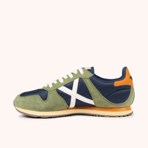 Zapatillas Retro Running Verde Oliva y Navy MUNICH MASSANA MAN 601.