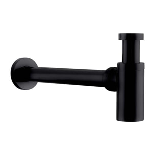 Set Bonde clic-clac  5/4  avec trop plein pour lavabos et vasques, noir mat + Siphon, noir mat (SATSetBlack)