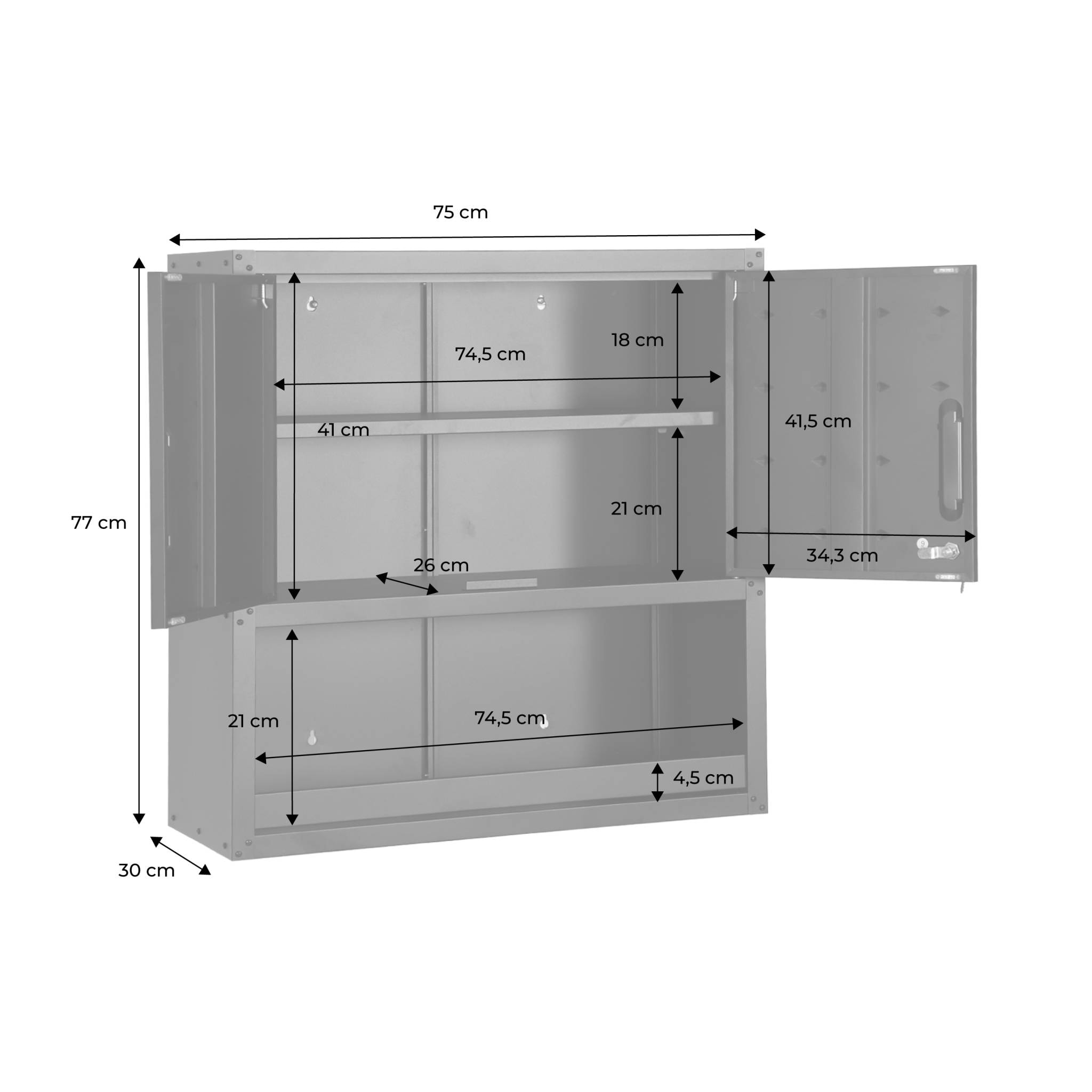 Meuble haut de rangement pour garage avec étagère