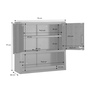 Meuble haut de rangement pour garage avec étagère