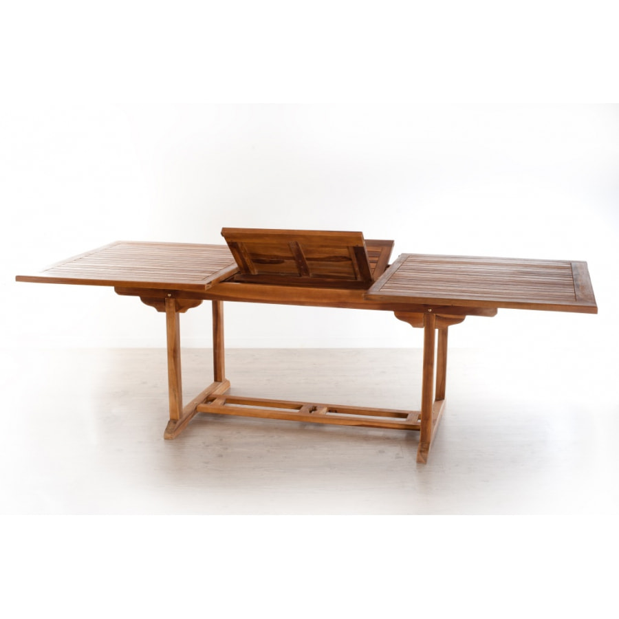 HANNA - Table de jardin 8/10 personnes - rectangulaire extensible 180/240 x 100 cm en bois Teck huilé