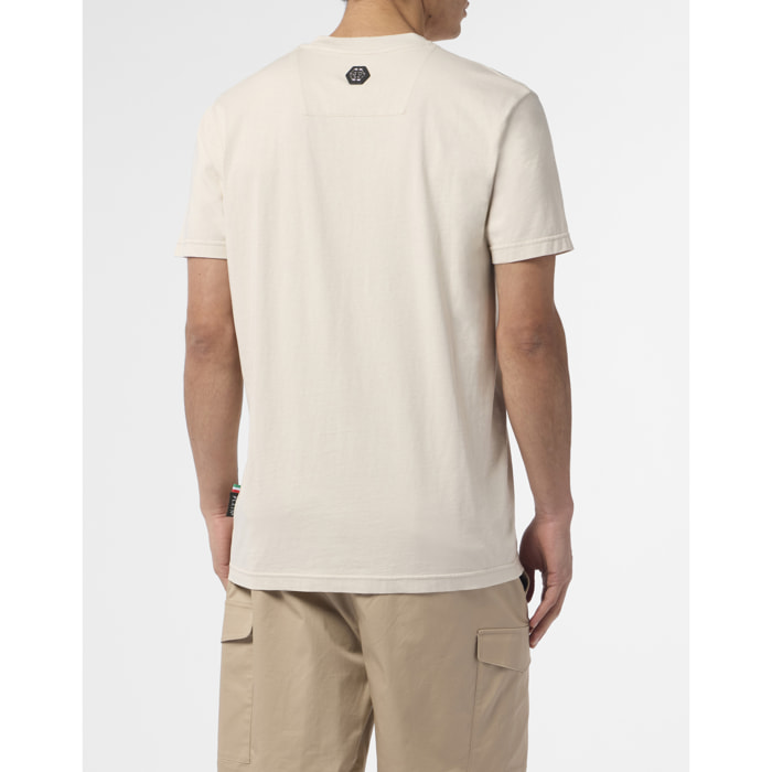 PHILIPP PLEIN Round Neck T-Shirt Raw Edge Monogram Monogram