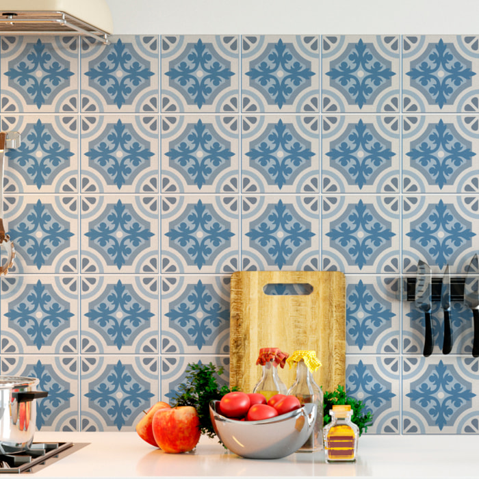 Stickers muraux - Sticker Mural Carrelage adhésif Cuisine Salle de Bain - 24 STICKERS CARRELAGES AZULEJOS VALDA