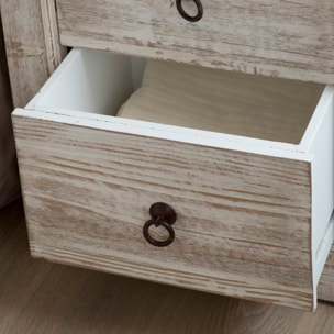 Table de chevet Oblak -bois massif d'araucaria-couleur blanc shabby 50 x 60 x 40 cm