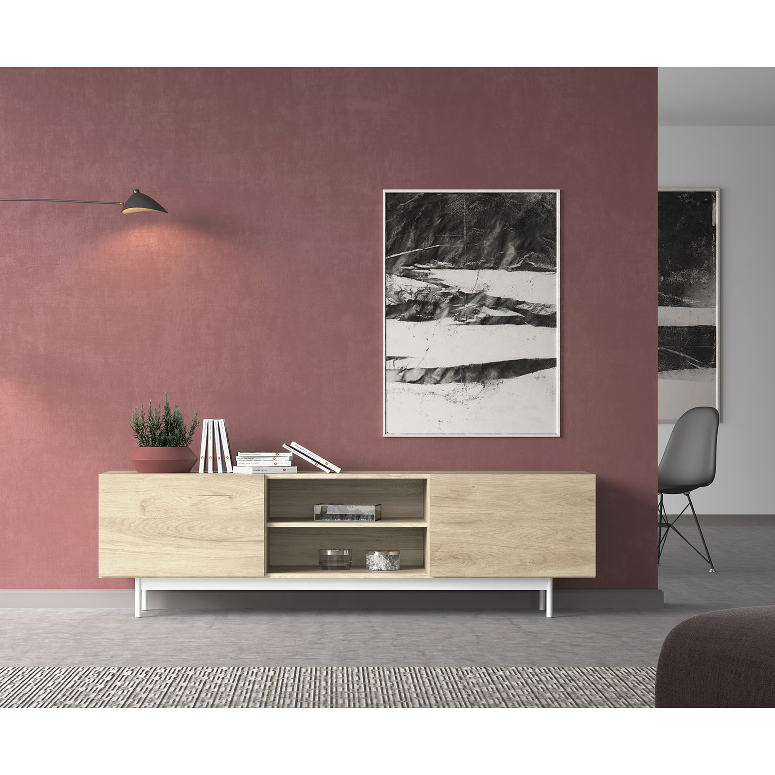 Bajo tv Printed roble claro 52x180x44 cm