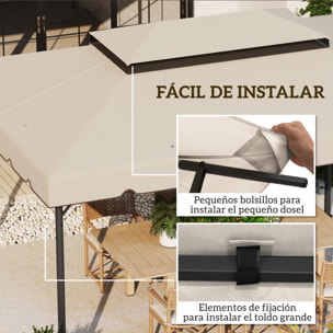 Techo de Repuesto para Cenador, 4x3 m, Cubierta de Repuesto con Doble Techo, 8 Orificios de Drenaje, SOLO Toldo de Recambio para Pabellón Gazebo, Beige