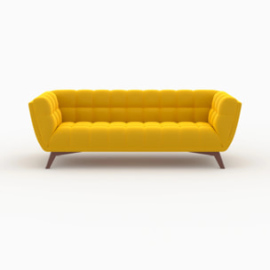 Ensemble canapé et fauteuil en velours jaune 4 places - Mona