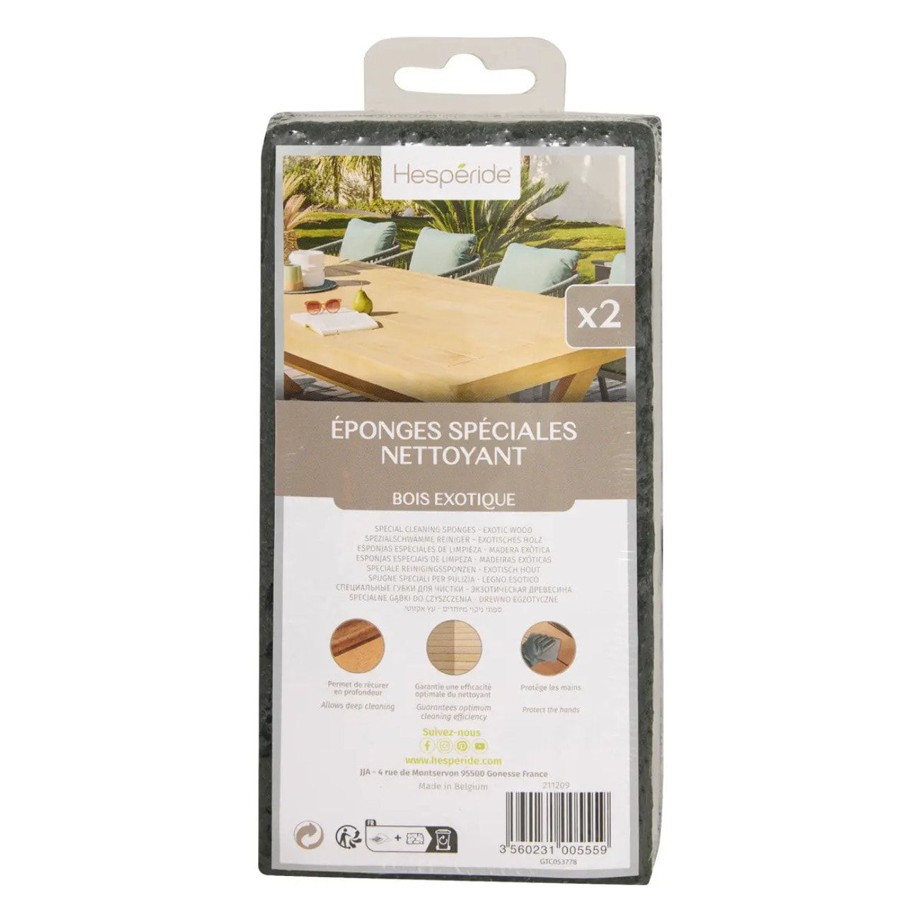 Lot de 2 éponges nettoyantes pour bois exotique