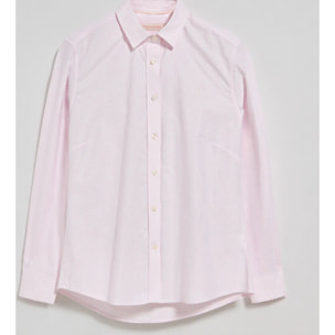 Camicia a righe rosa con logo ricamato