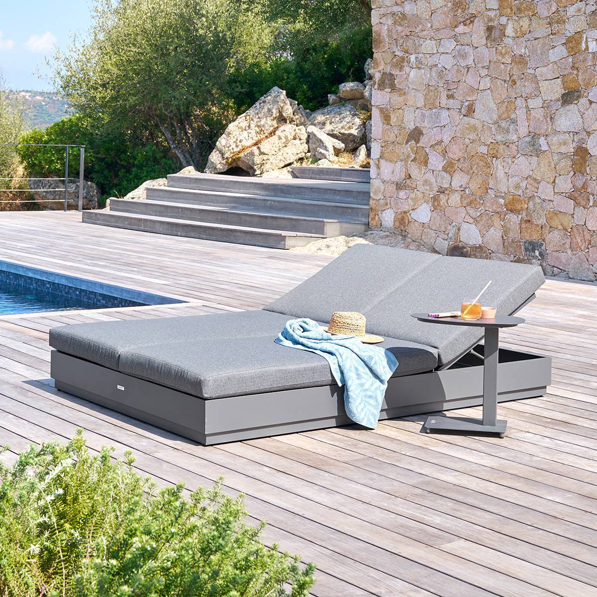 Lit de piscine Allure gris graphite