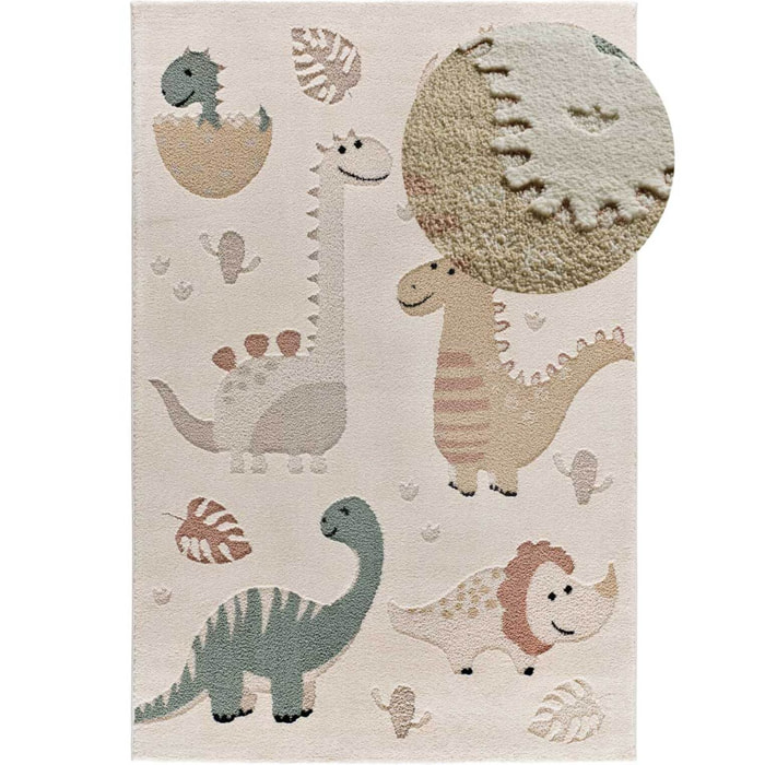 CLOWN Alfombra infantil con dinosaurios multicolor, 120x170 cm