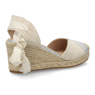 Alpargata de cuña baja de esparto con cintas