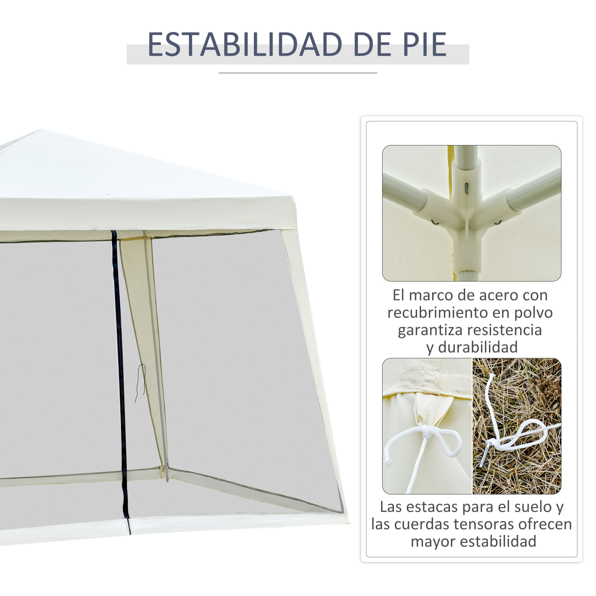 Carpa Pabellón de Jardín 3x3x2,45m Carpa con Mosquitero Exterior