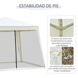 Carpa Pabellón de Jardín 3x3x2,45m Carpa con Mosquitero Exterior