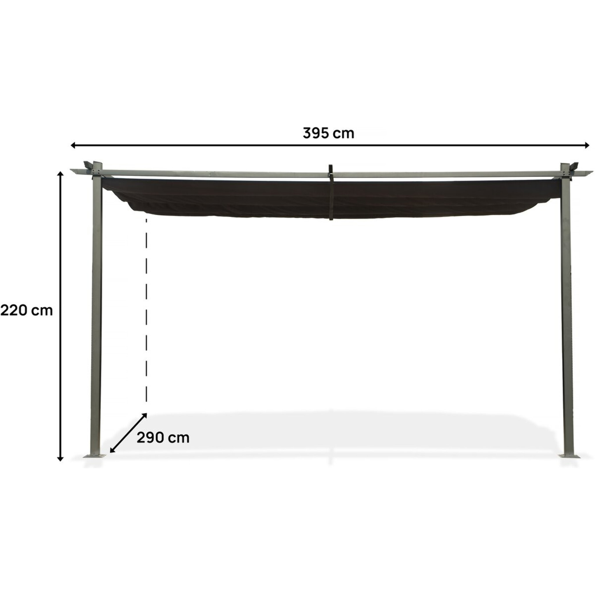Pergola adossée en métal avec toit rétractable -  3 x 4 m - Gris anthracite