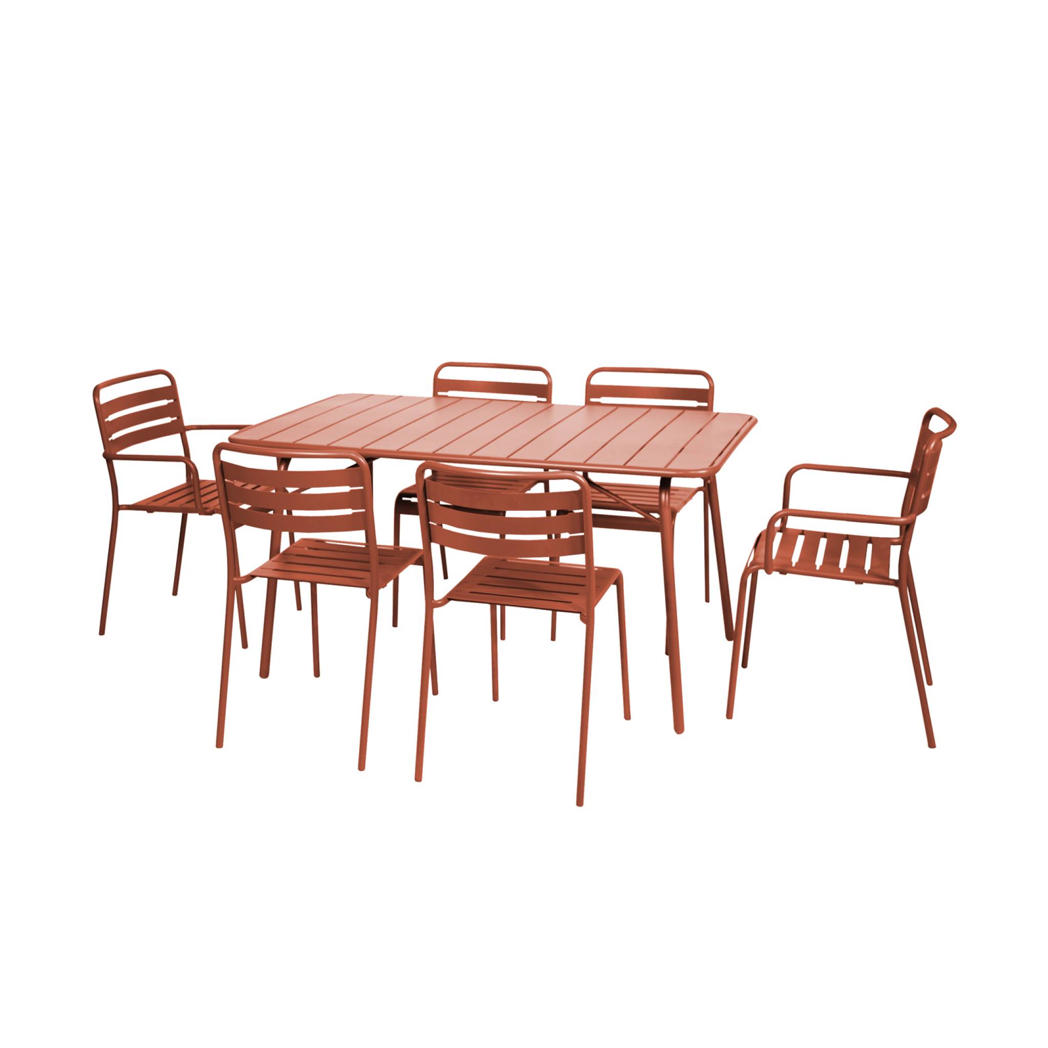 Table de jardin pliante métal + 6 assises AMÉLIA