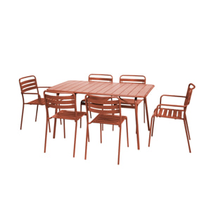 Table de jardin pliante métal + 6 assises AMÉLIA
