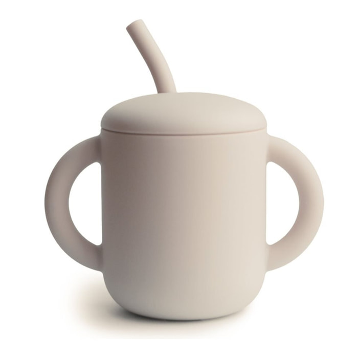 Mushie Taza Didáctica+Pajita Silicona Solid