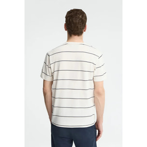 Maglietta a righe ecrù e blu marino con toppa Polo Club