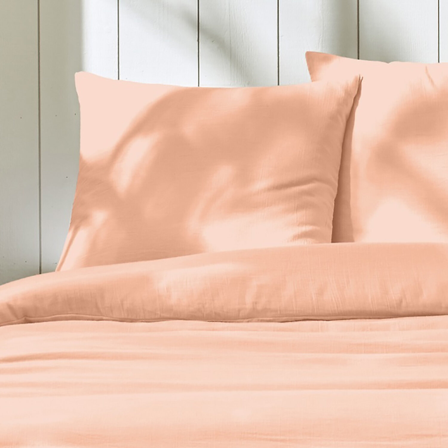 Parure housse de couette unie 100% gaze de coton - ozen - vert de gris