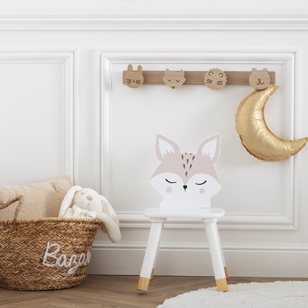 Chaise enfant renard bois blanc