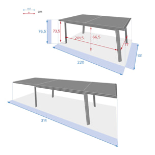 Table de jardin extensible Pavane Graphite & Pécan