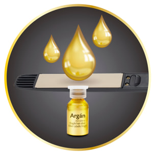 Lisseur à cheveux professionnel imprégné d'huile d'argan - noir - 35W