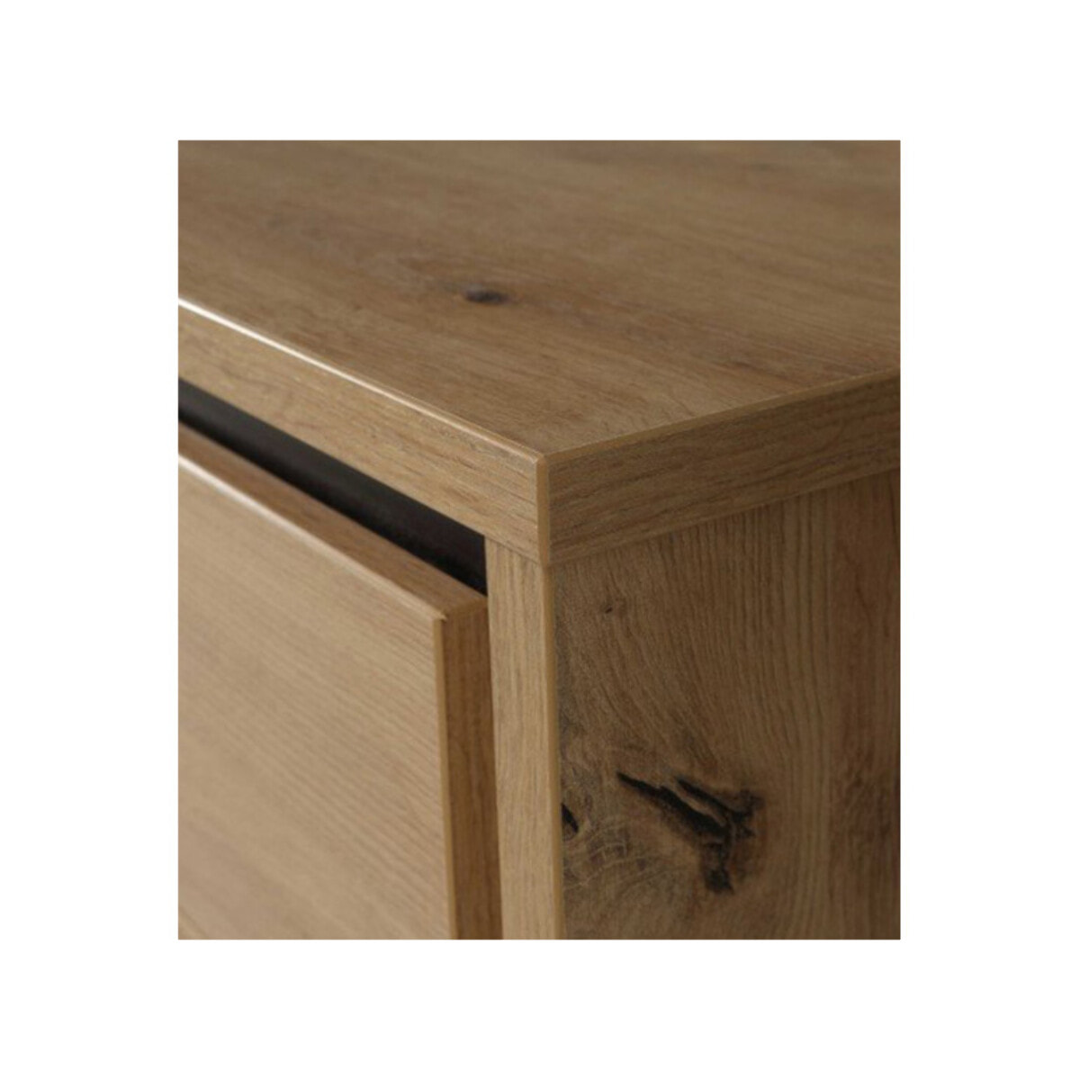 Table de chevet 2 tiroirs en bois chêne et métal noir - IBIZA