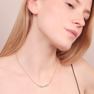 Collana Girocollo con Elemento Texture Corda e Cubic Zirconia Blu, Verdi e Bianche