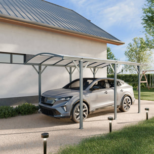 Carport de 15m² en aluminium anthracite et polycarbonate - Le Mans 5x3m - abri de voiture 500 x 300 x 220 cm