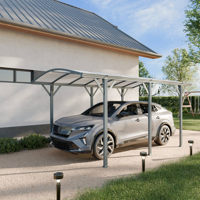 Carport de 15m² en aluminium anthracite et polycarbonate - Le Mans 5x3m - abri de voiture 500 x 300 x 220 cm
