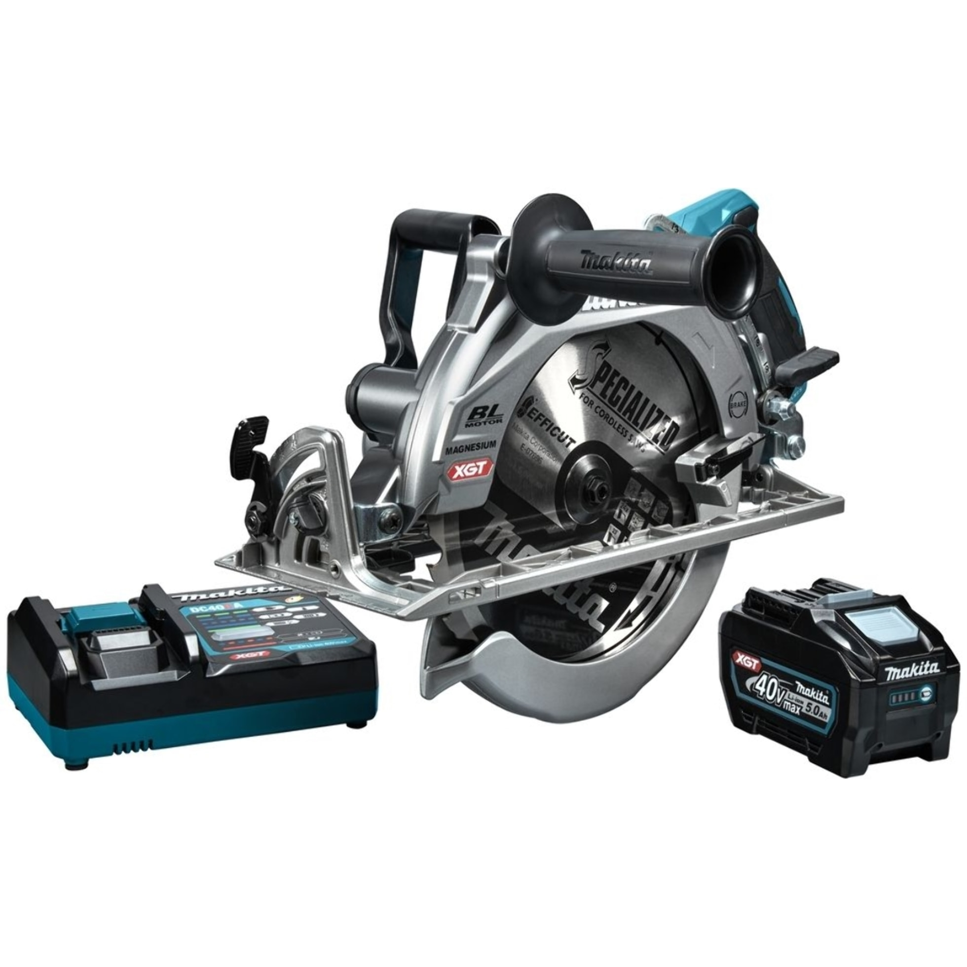 Scie circulaire sans fil 40V XGT à poignée arrière 260 mm - MAKITA - avec 1 batterie 40V 5Ah - chargeur - RS002GT101