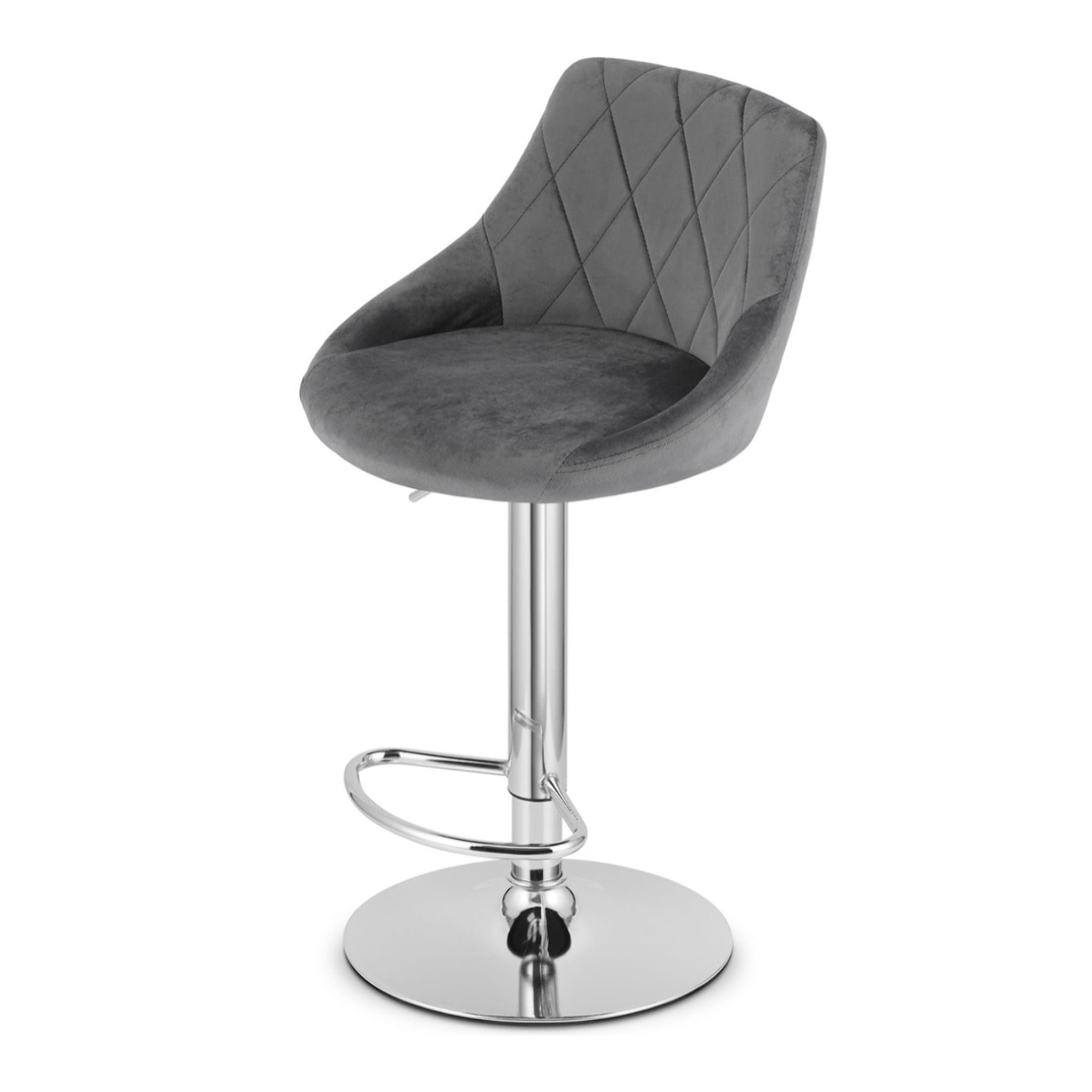 Sgabello da bar girevole OSKAR KAST velluto grigio con base cromata