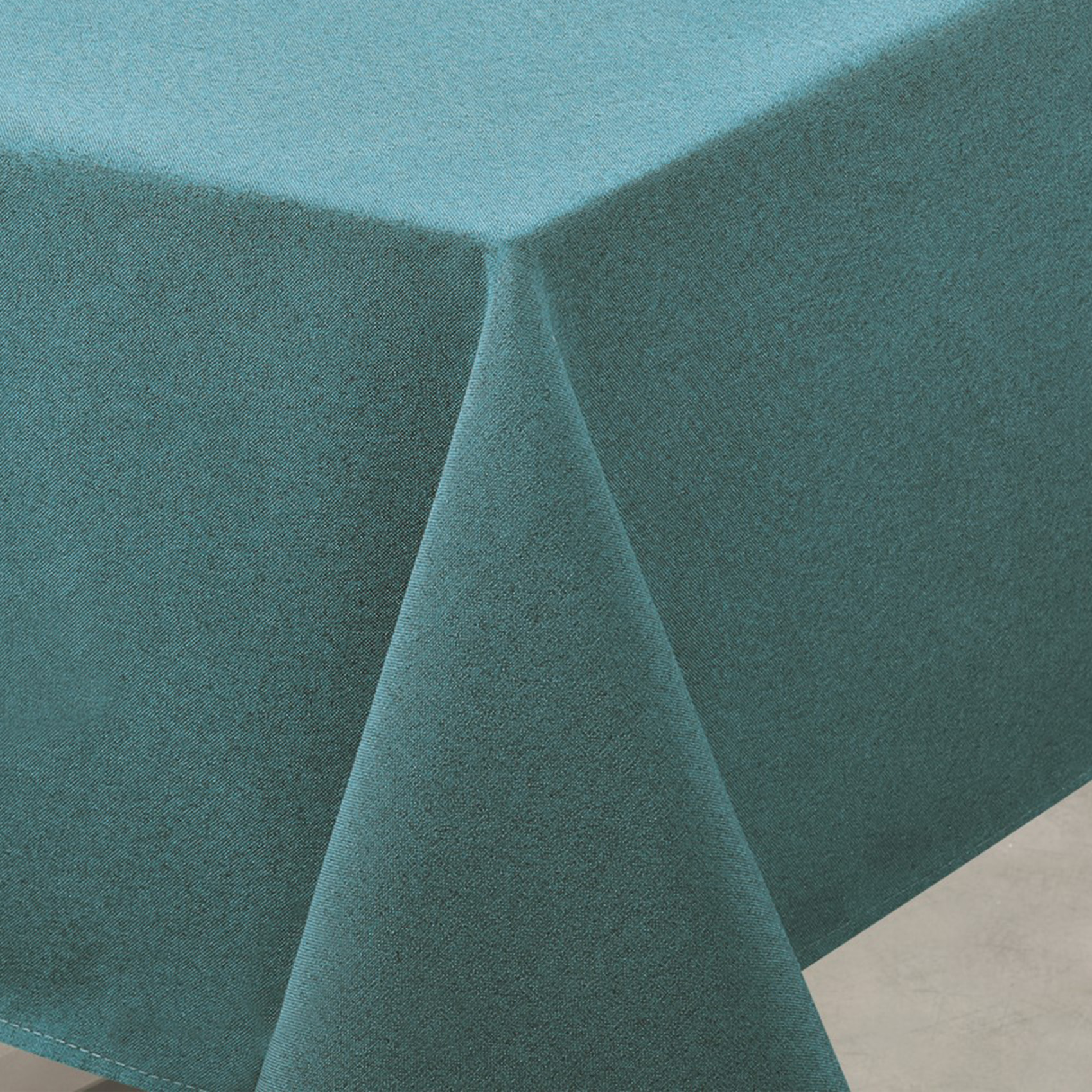 Nappe déperlante anti-taches  - Effet lin - Bleu Paon