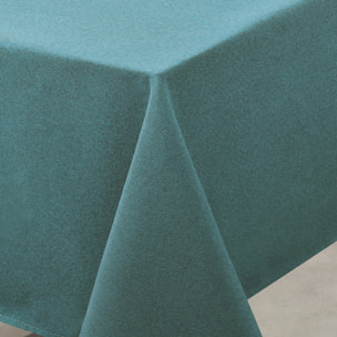 Nappe déperlante anti-taches  - Effet lin - Bleu Paon