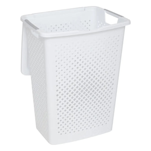 Panier à linge en plastique blanc 55L