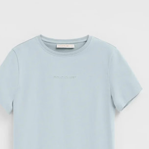 Camiseta azul claro de manga corta y corte recto con logo engomado Polo Club