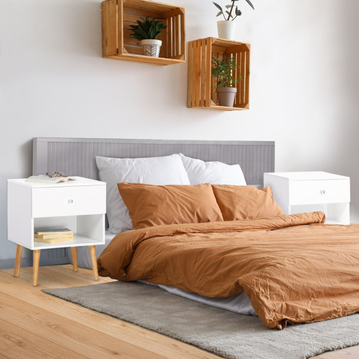 Tables de chevets Emmie 1 tiroir - lot de 2 - Bois - Blanc