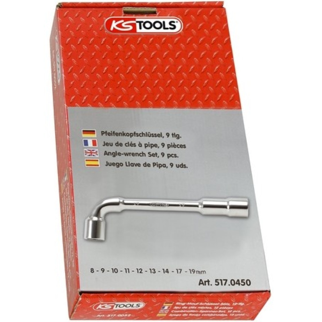 Clé à pipe débouchée chrome mat 6x6 pans - 7 mm - KS TOOLS - 517.0407